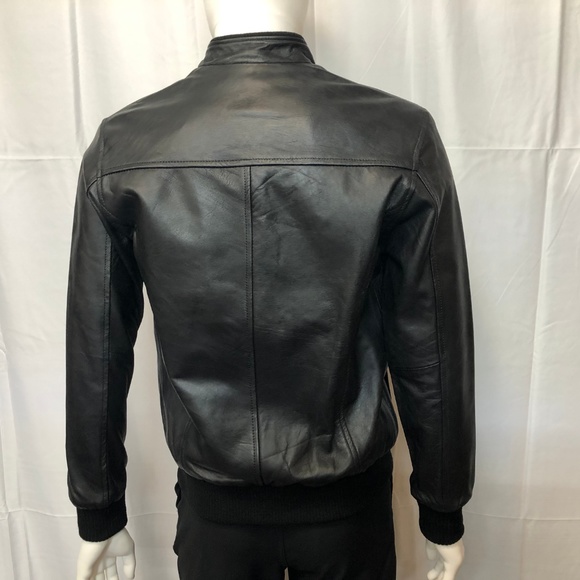 Genuine leather Bomber jacket art#2115 Black - Picture 4 of 5